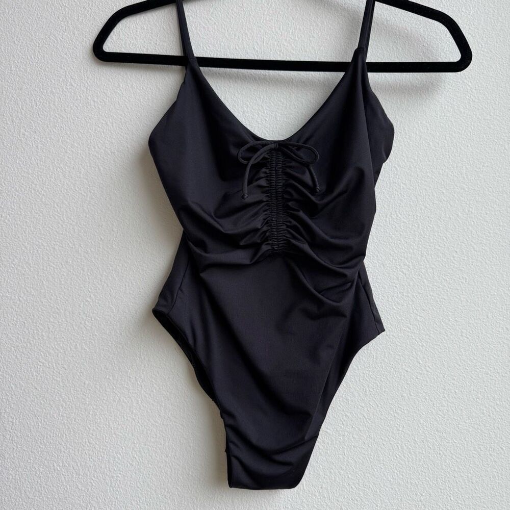 J.Crew Playa Laguna Ruched Front One Piece Swimsuit Black Size Small